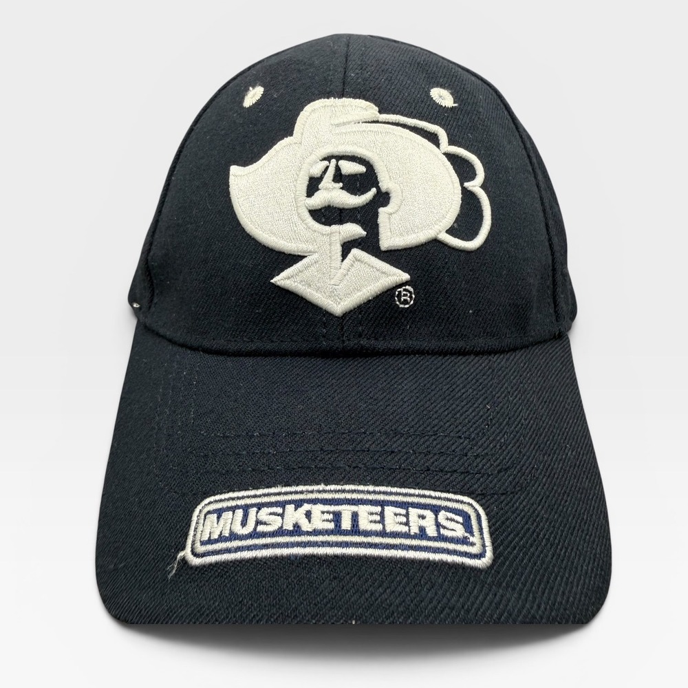 Xavier Musketeers Hat Mens S/M Stretch Fit VTG Twins Enterprise Navy Blue